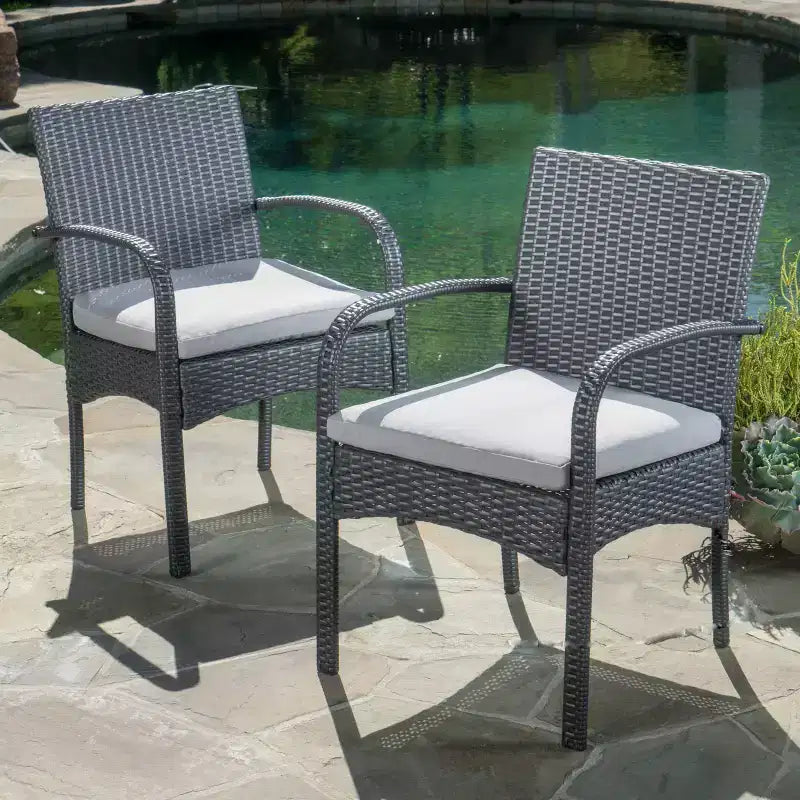 Chaises de salle à manger d'extérieur en osier Christopher Knight Home Cordoba avec coussin (lot de 2)