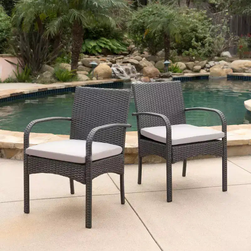 Christopher Knight Home Cordoba Outdoor Wicker Dining Chairs with Cushion (Set of 2)