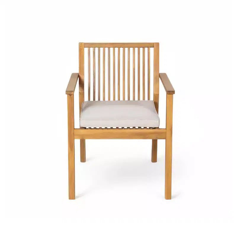 Chaises de salle à manger d'extérieur en bois d'acacia rustique Christopher Knight Home Sierra avec coussins (Lot de 2)