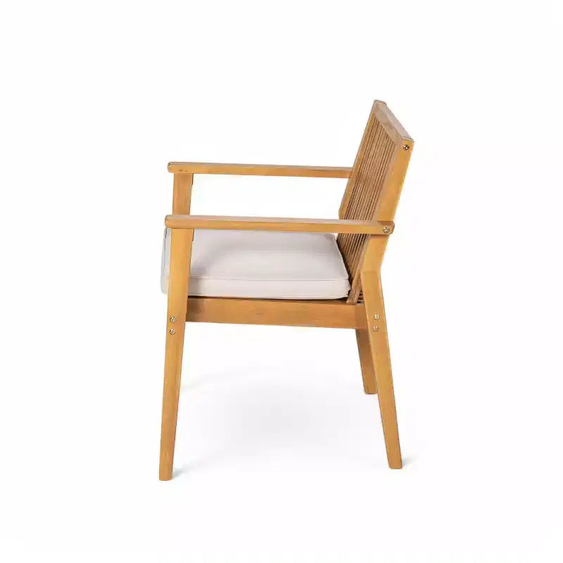 Chaises de salle à manger d'extérieur en bois d'acacia rustique Christopher Knight Home Sierra avec coussins (Lot de 2)