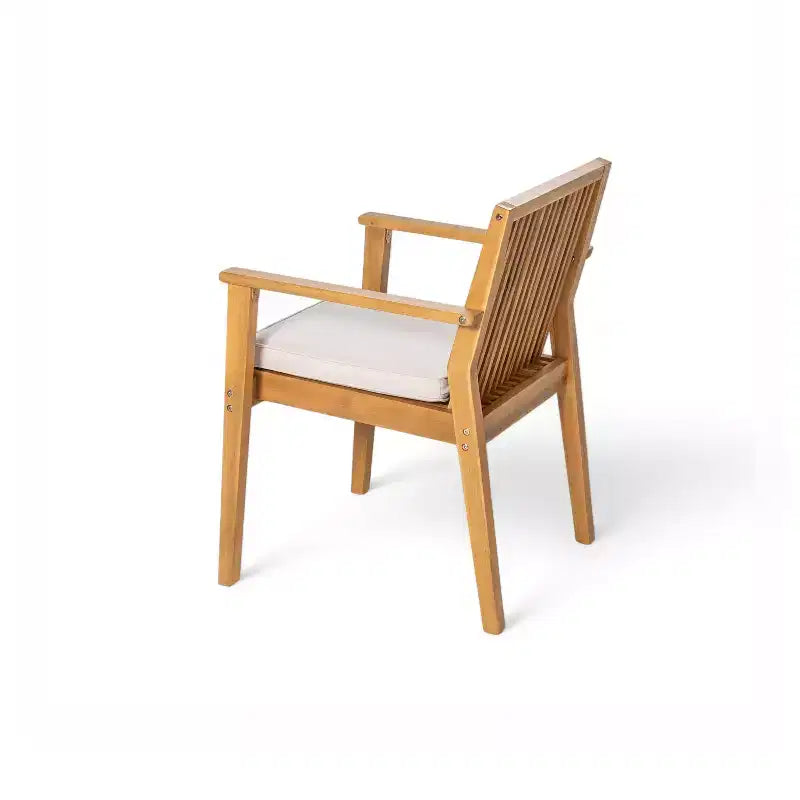 Chaises de salle à manger d'extérieur en bois d'acacia rustique Christopher Knight Home Sierra avec coussins (Lot de 2)