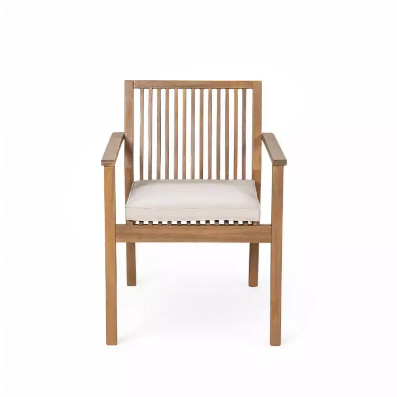 Chaises de salle à manger d'extérieur en bois d'acacia rustique Christopher Knight Home Sierra avec coussins (Lot de 2)