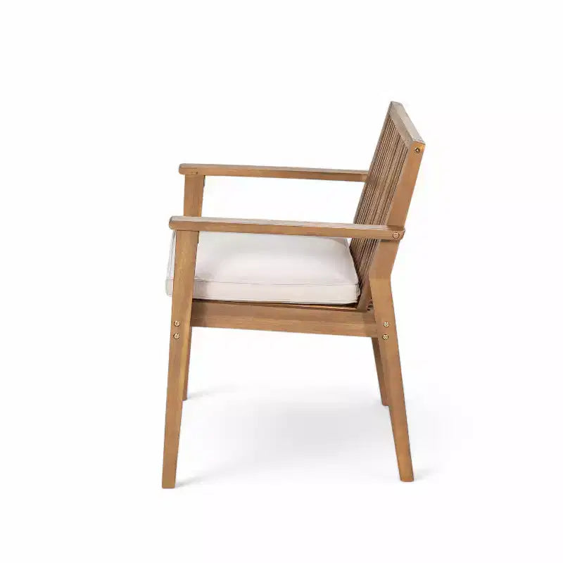 Chaises de salle à manger d'extérieur en bois d'acacia rustique Christopher Knight Home Sierra avec coussins (Lot de 2)
