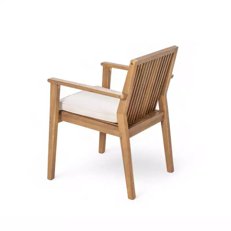 Chaises de salle à manger d'extérieur en bois d'acacia rustique Christopher Knight Home Sierra avec coussins (Lot de 2)