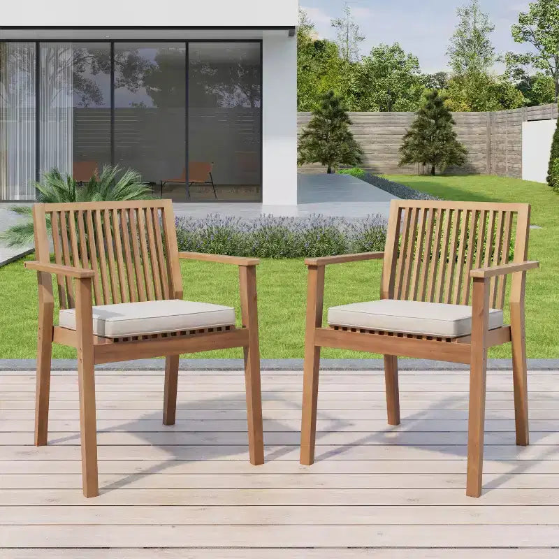 Christopher Knight Home Sierra Rustic Acacia Wood Patio Dining Chair with Cushions (Set of 2)