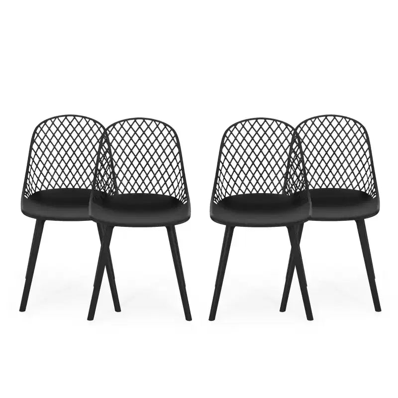 Chaise de salle à manger moderne d'extérieur en résine maillée Lucy de GDFStudio (lot de 4)