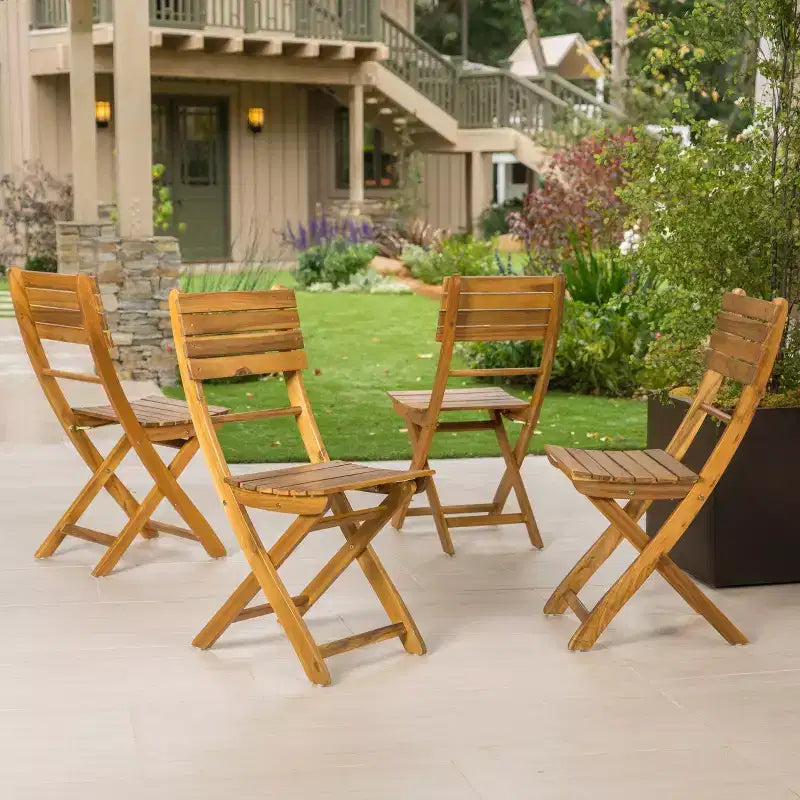 GDFStudio Rabion Outdoor Acacia Wood Folding Dining Chairs (Set of 4)