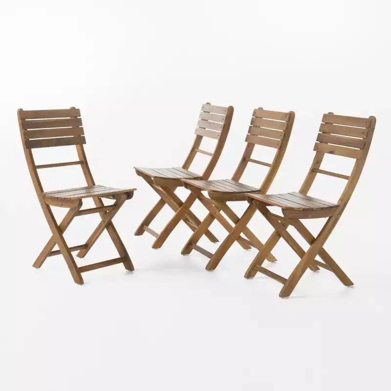 GDFStudio Rabion Chaises de salle à manger pliantes d'extérieur en bois d'acacia (lot de 4)