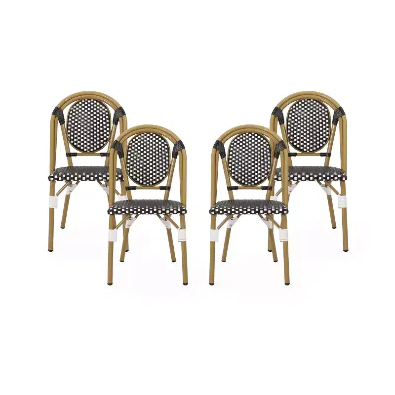 Christopher Knight Home Remi Chaises de bistrot d'extérieur en osier français et aluminium (Lot de 4)