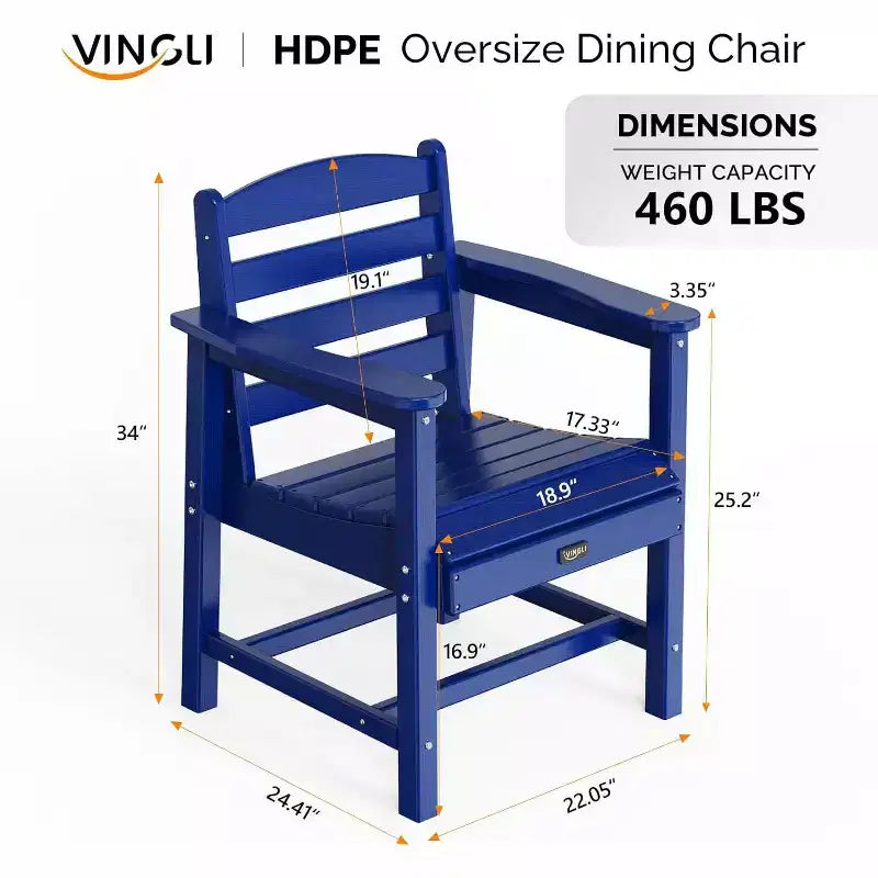 Chaises de salle à manger d'extérieur VINGLI, chaises de patio en PEHD résistantes aux intempéries, sièges de jardin durables pour l'extérieur, la piscine, la terrasse, le porche
