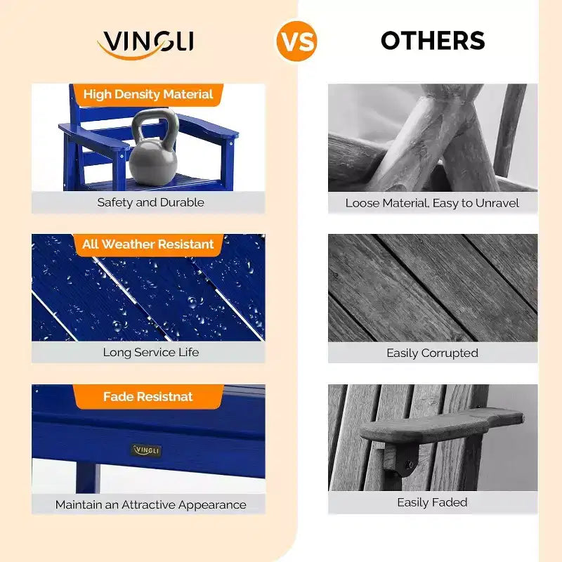 Chaises de salle à manger d'extérieur VINGLI, chaises de patio en PEHD résistantes aux intempéries, sièges de jardin durables pour l'extérieur, la piscine, la terrasse, le porche