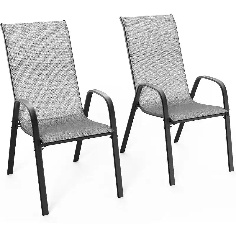 VINGLI Stackable Patio Chairs with Sling High Back, Armrests, for Lawn, Poolside, Garden