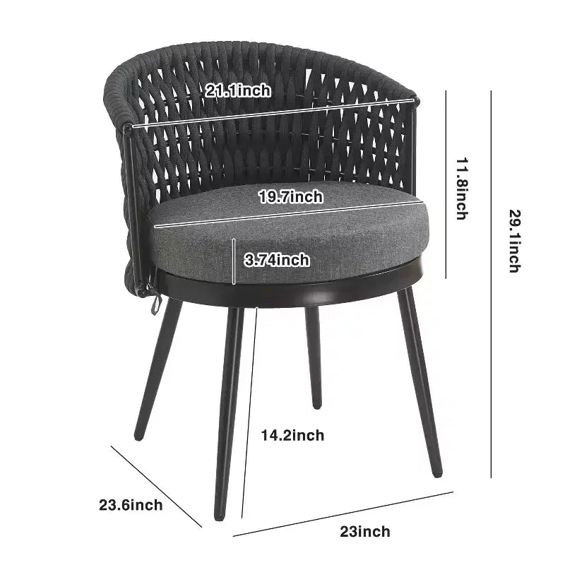 Christopher Knight Home Chaises de salle à manger modernes d'extérieur en corde tressée Laville avec coussins (Lot de 4)