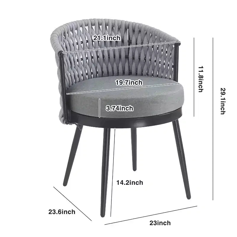 Christopher Knight Home Chaises de salle à manger modernes d'extérieur en corde tressée Laville avec coussins (Lot de 4)
