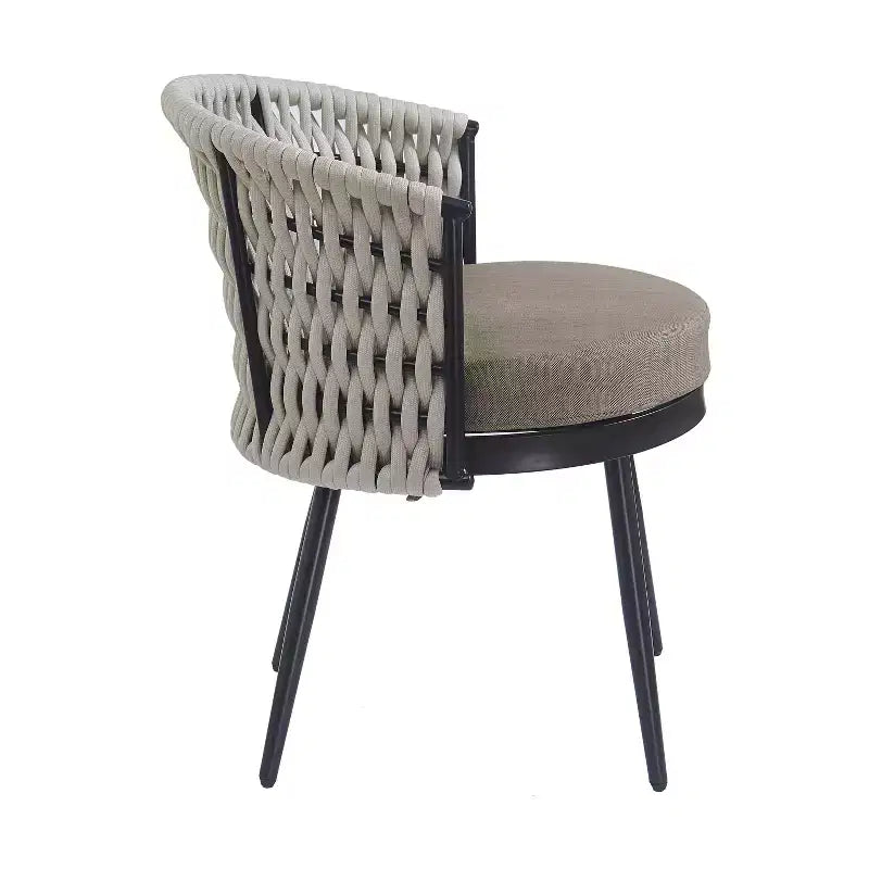 Christopher Knight Home Chaises de salle à manger modernes d'extérieur en corde tressée Laville avec coussins (Lot de 4)