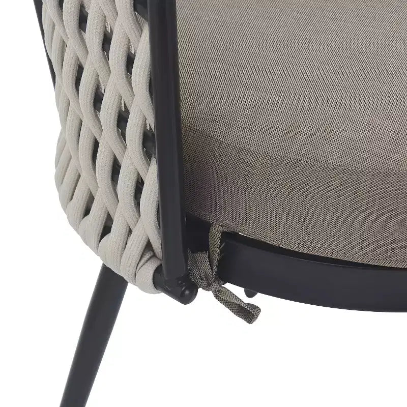 Christopher Knight Home Chaises de salle à manger modernes d'extérieur en corde tressée Laville avec coussins (Lot de 4)