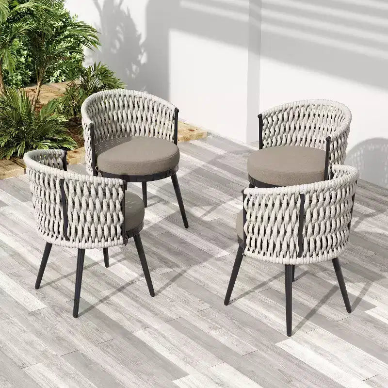 Christopher Knight Home Laville Modern Outdoor Handwoven Rope Dining Chairs with Cushions (Set of 4)