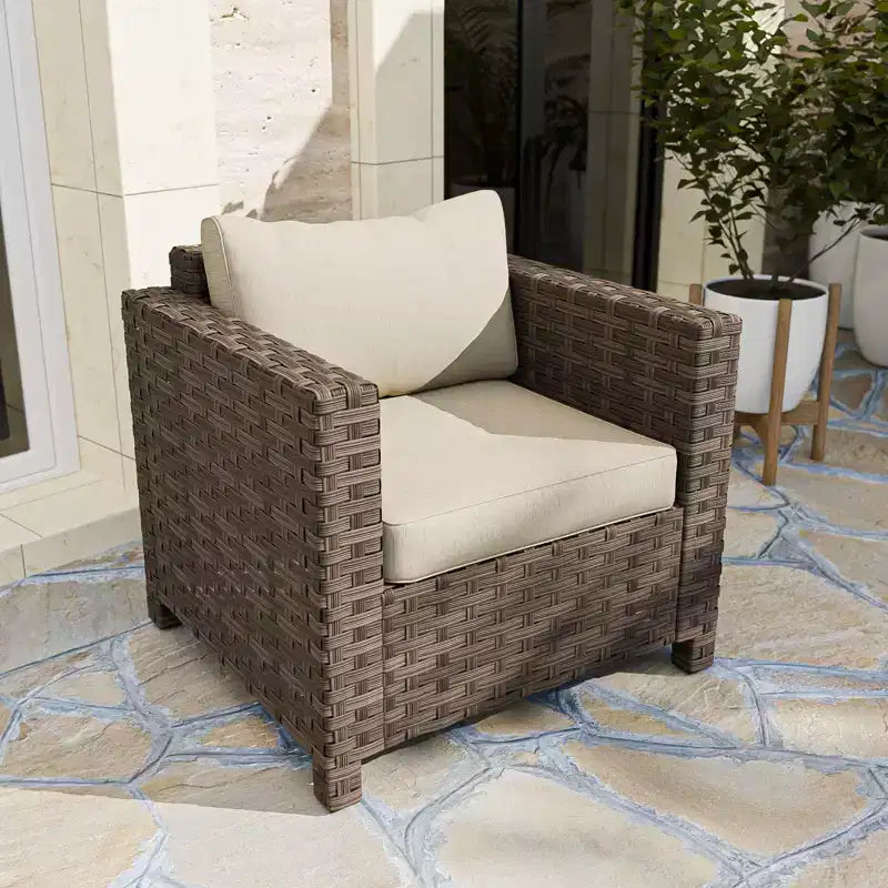 EAGLE PEAK Harbor Haven Hand-Woven Wicker Patio Chair with All Weather Resistant Deep Seat & Wide Rattan, Patio Furniture Chairs