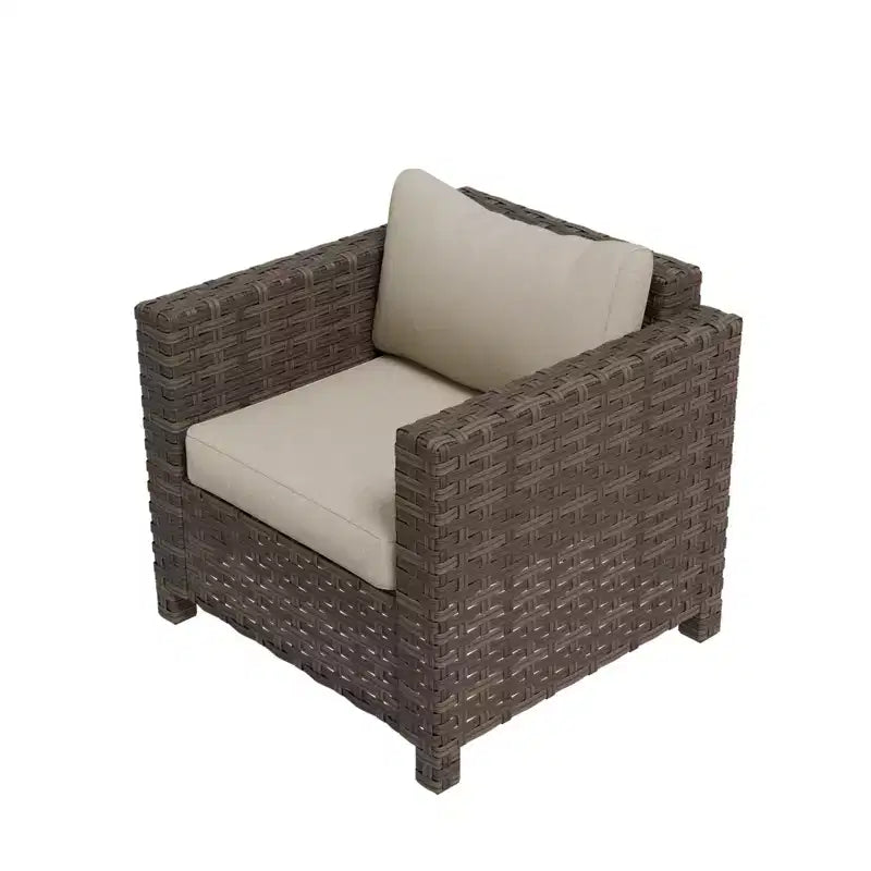 Fauteuil de jardin en osier tressé à la main EAGLE PEAK Harbor Haven avec coussin profond résistant aux intempéries et rotin large, chaises de mobilier de patio