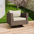 EAGLE PEAK Harbor Haven Wide Wicker Swivel Rocking Chair for Outdoor Patio Cushioned