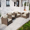 EAGLE PEAK Harbor Haven 4 PCS Hand-Woven Wicker Patio Chair with All Weather Resistant Deep Seat & Wide Rattan, Patio Furniture Chairs