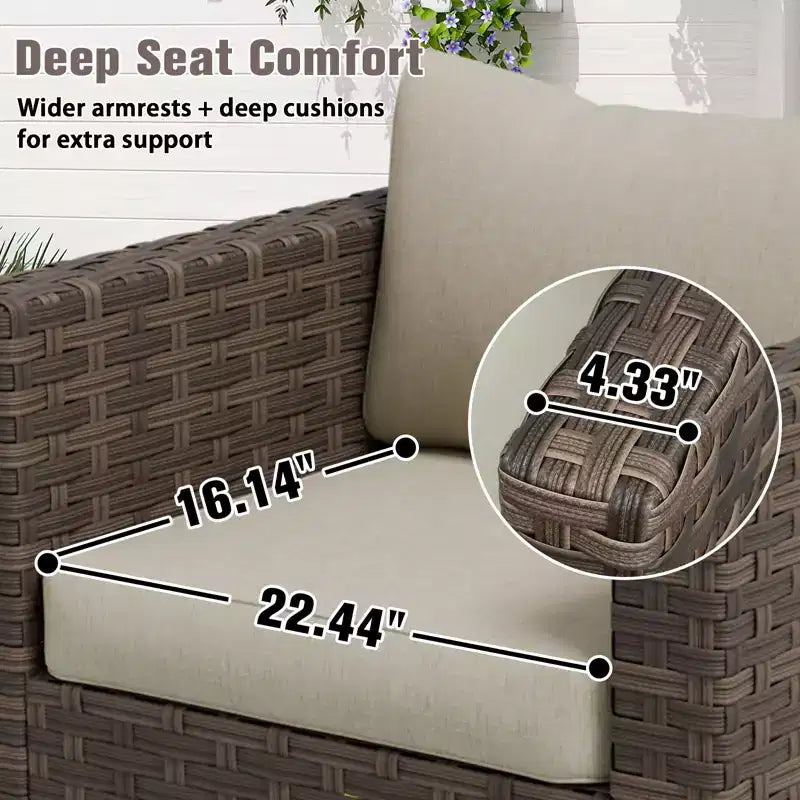 EAGLE PEAK Harbor Haven Lot de 4 chaises de patio en osier tressé à la main avec siège profond résistant aux intempéries et large rotin, chaises de mobilier de patio