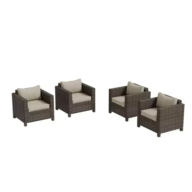 EAGLE PEAK Harbor Haven Lot de 4 chaises de patio en osier tressé à la main avec siège profond résistant aux intempéries et large rotin, chaises de mobilier de patio