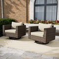 EAGLE PEAK 2 PCS Harbor Haven Wide Wicker Swivel Rocking Chair for Outdoor Patio Cushioned