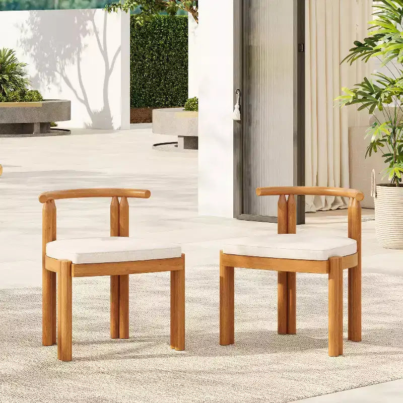 Christopher Knight Home Kaelron Chaises de salle à manger sans accoudoirs en bois d'acacia rustique avec coussins (Lot de 2)