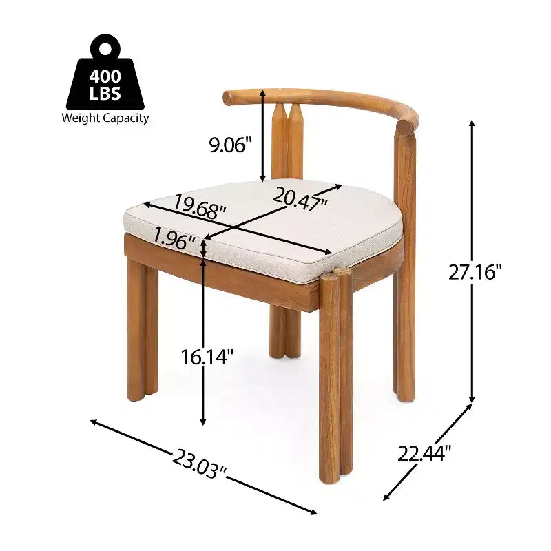 Christopher Knight Home Kaelron Chaises de salle à manger sans accoudoirs en bois d'acacia rustique avec coussins (Lot de 2)