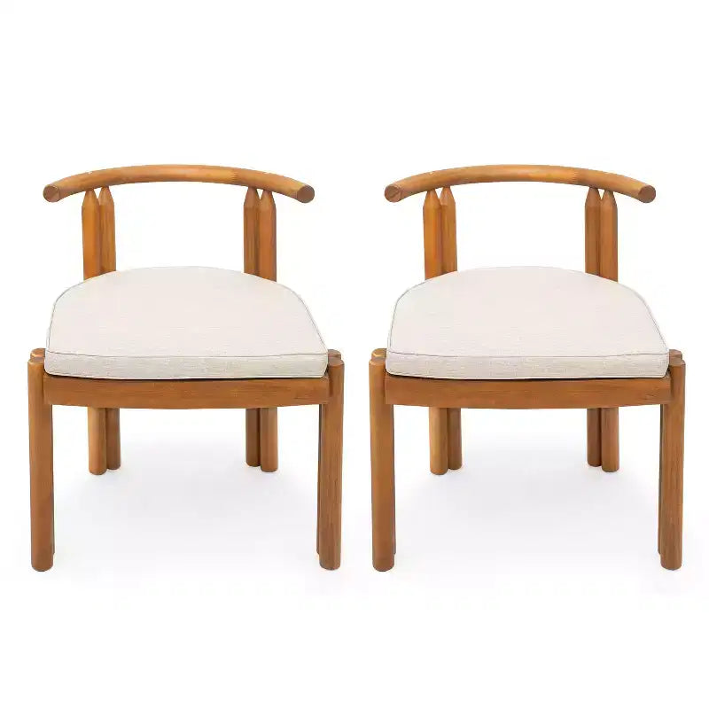 Christopher Knight Home Kaelron Chaises de salle à manger sans accoudoirs en bois d'acacia rustique avec coussins (Lot de 2)