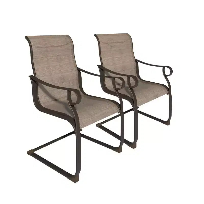 Mondawe 2- Piece Outdoors Steel Textilene Dining Chair,Patio Handrail Spring Chair