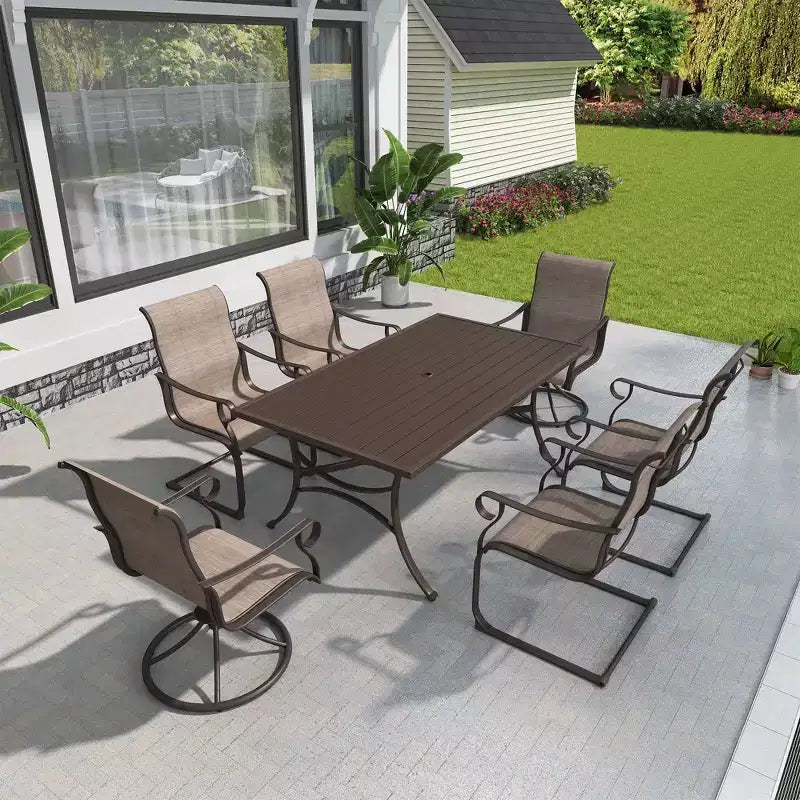 Chaise de salle à manger Mondawe 2 pièces d'extérieur en acier et textilène, fauteuil de jardin à ressort