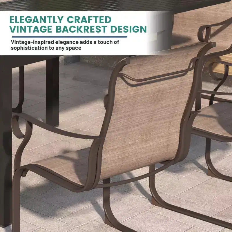 Chaise de salle à manger Mondawe 2 pièces d'extérieur en acier et textilène, fauteuil de jardin à ressort