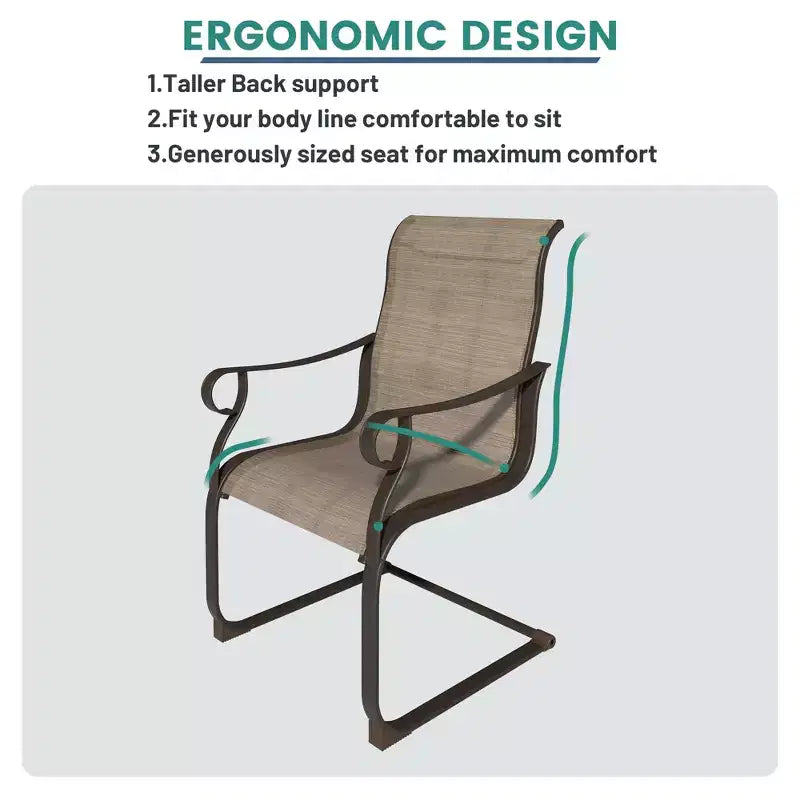 Chaise de salle à manger Mondawe 2 pièces d'extérieur en acier et textilène, fauteuil de jardin à ressort