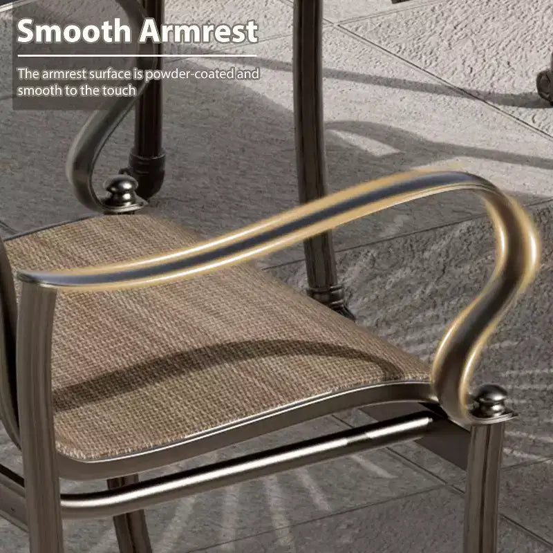 Mondawe Chaise de salle à manger d'extérieur en fonte d'aluminium avec assise en textilène et dossier haut (Lot de 4)