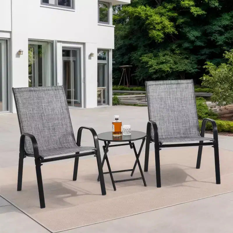 Chaises de camping Mondawe d'extérieur avec tissu textilène respirant, lot de 2 chaises de jardin avec accoudoirs et dossier haut