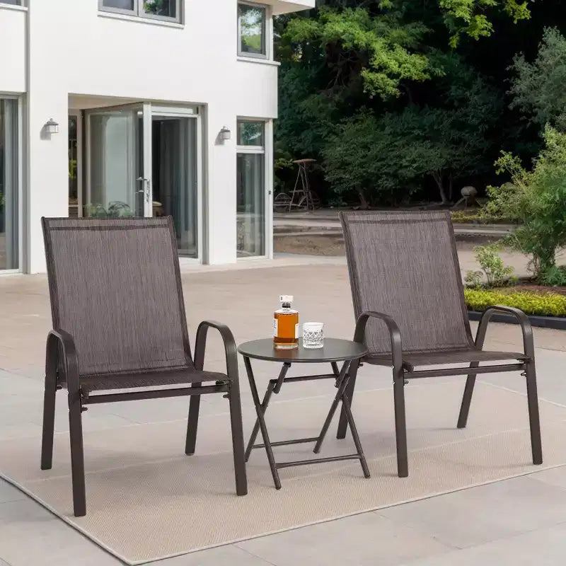 Chaises de camping Mondawe d'extérieur avec tissu textilène respirant, lot de 2 chaises de jardin avec accoudoirs et dossier haut