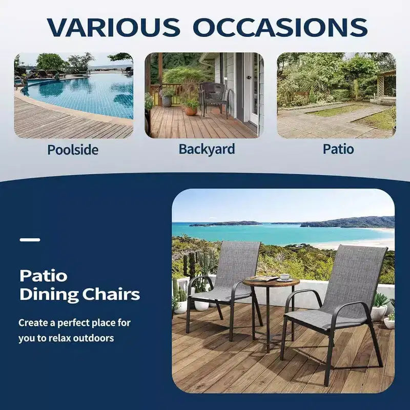 Chaises de camping Mondawe d'extérieur avec tissu textilène respirant, lot de 2 chaises de jardin avec accoudoirs et dossier haut