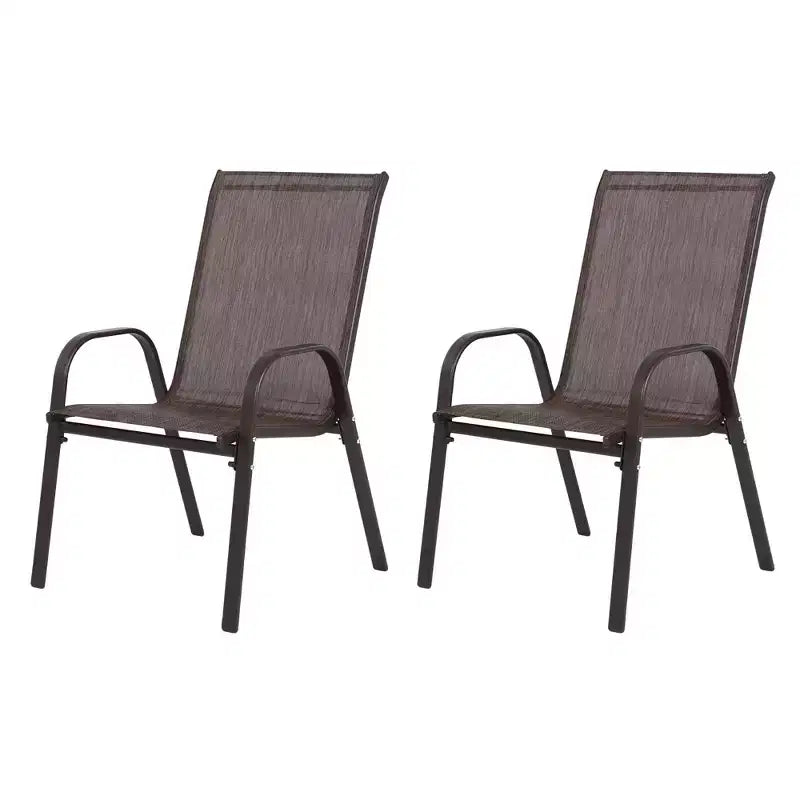 Mondawe Outdoor Camping Chairs with Breathable Textilene Fabric, Set of 2 Garden Chairs with Armrest High Backrest