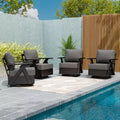 EAGLE PEAK Urban Slate Modern Swivel Rocker Patio Chair Set of 4 with Thick Cushions, Black/Beige