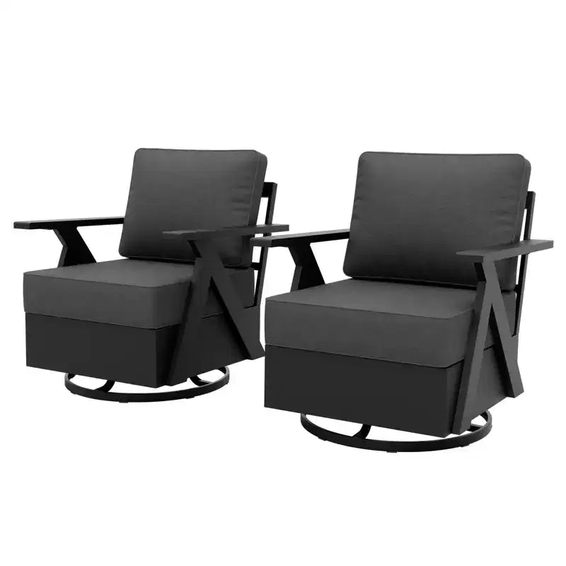 EAGLE PEAK Lot de 2 chaises de jardin modernes à bascule et pivotantes Urban Slate avec coussins épais