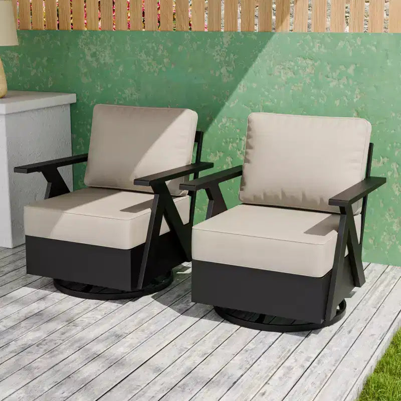 EAGLE PEAK Lot de 2 chaises de jardin modernes à bascule et pivotantes Urban Slate avec coussins épais