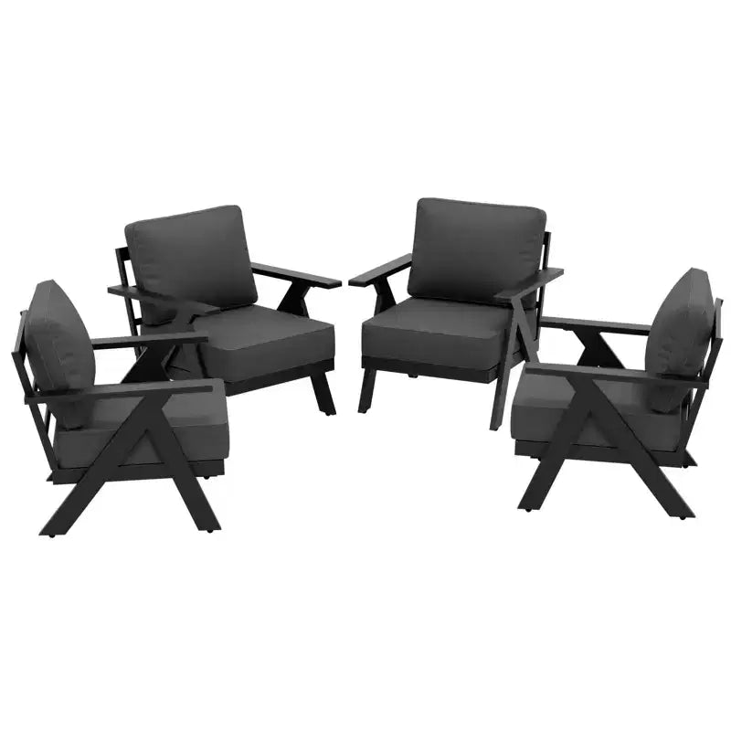 EAGLE PEAK Lot de 4 fauteuils d'appoint modernes pour terrasse en ardoise urbaine avec coussins épais