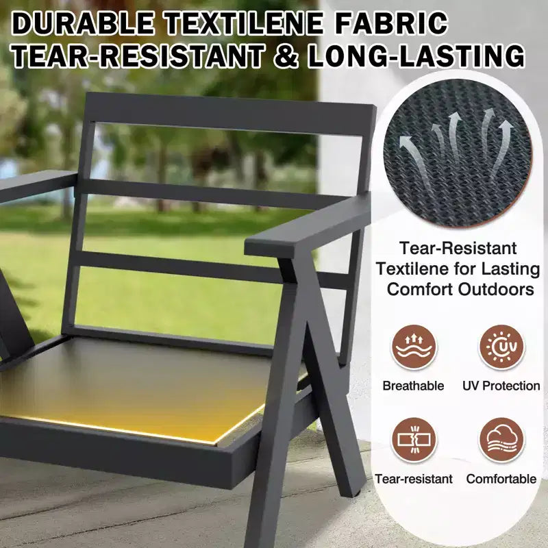 EAGLE PEAK Lot de 4 fauteuils d'appoint modernes pour terrasse en ardoise urbaine avec coussins épais