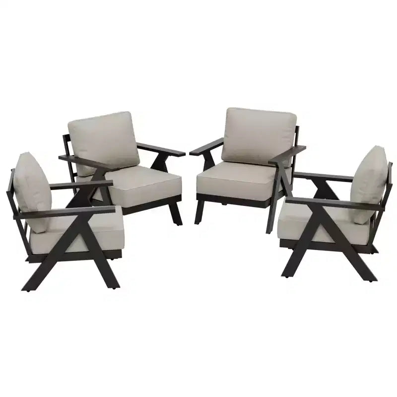 EAGLE PEAK Lot de 4 fauteuils d'appoint modernes pour terrasse en ardoise urbaine avec coussins épais