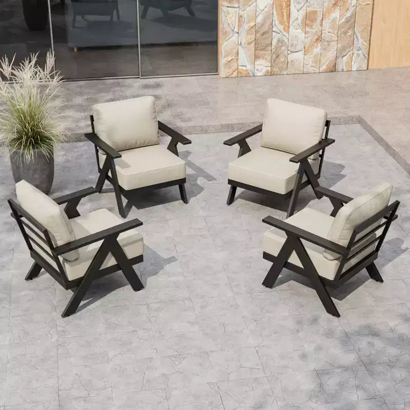 EAGLE PEAK Urban Slate Modern Patio Accent Chair Set of 4 with Thick Cushions
