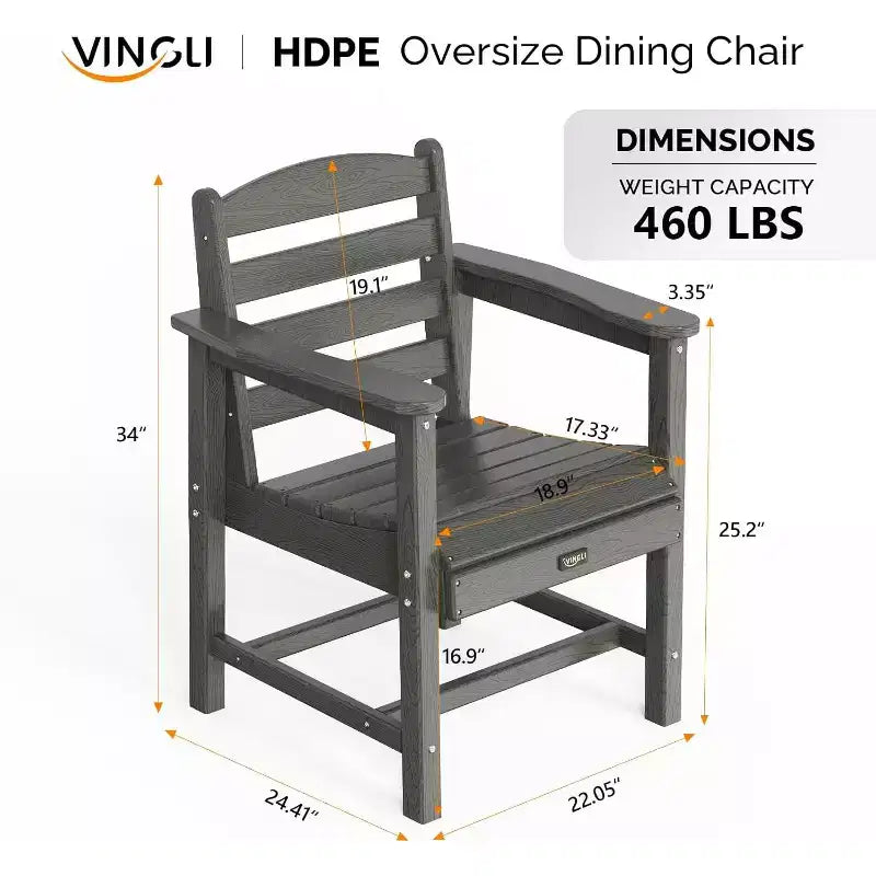 Chaises de salle à manger d'extérieur pour terrasse, chaises de jardin d'extérieur en plastique HDPE toutes saisons durables pour la cour, l'extérieur, le bord de piscine, la terrasse, le porche