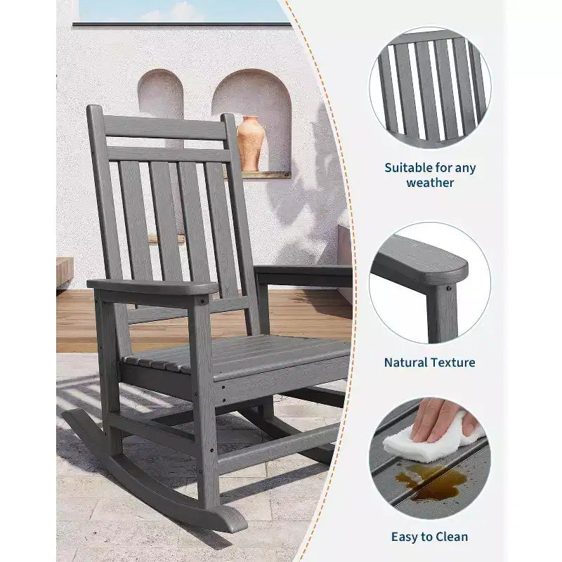 Acekool 40 Fauteuil à bascule extérieur surdimensionné - Bascule spacieuse tout temps avec conception ergonomique pour patio et véranda