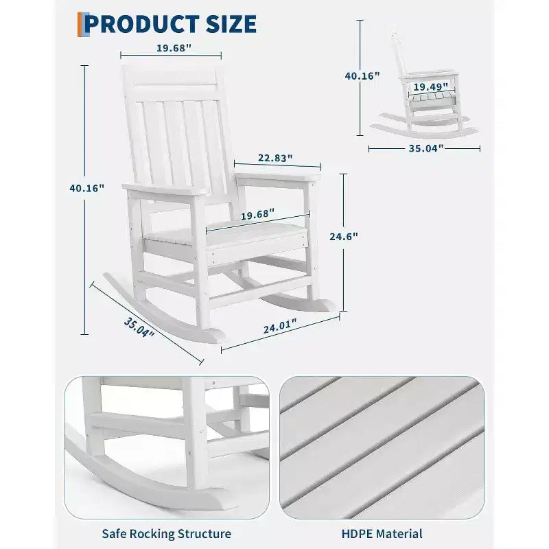Acekool 40 Fauteuil à bascule extérieur surdimensionné - Bascule spacieuse tout temps avec conception ergonomique pour patio et véranda